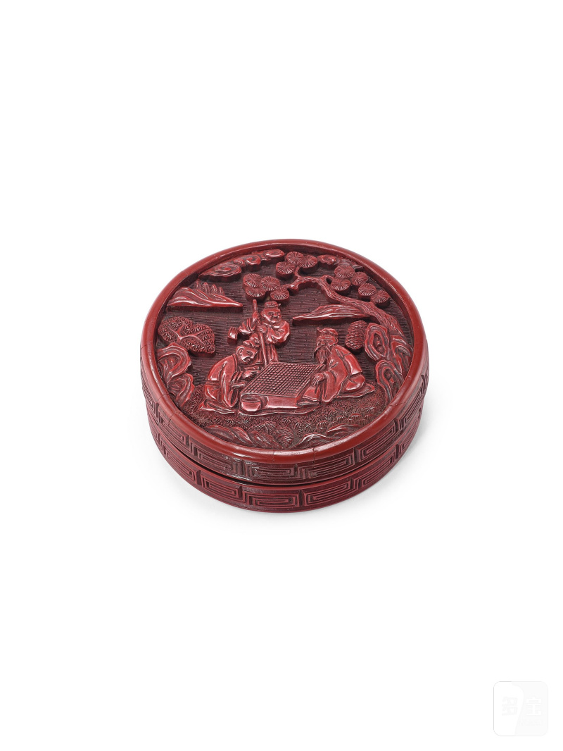 明中期至晚期　剔紅博弈圖小圓蓋盒 | A CARVED CINNABAR LACQUER BOX AND COVER - 图2